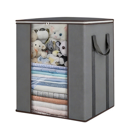 120L Foldable Storage Bag Wardrobe Organiser for Clothes Quilts Blanket Grey