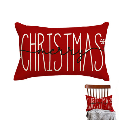 Merry Christmas Throw Pillowcase Rectangle Lumbar Cushion Cover for Winter Holidays Style 1