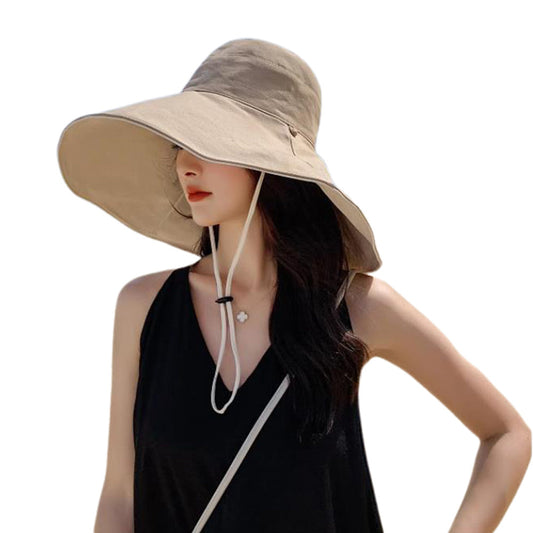 Reversible Bucket Hat Sun Hats with Wide Brim for Outdoor Camping Hiking Khaki