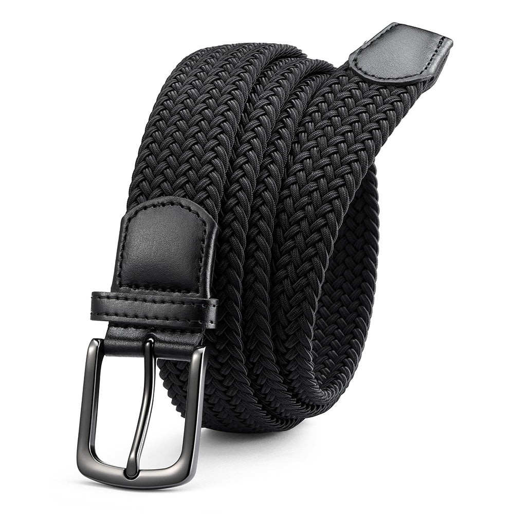 Elastic Braided Stretch Belt for Golf Pants Casual Shorts Jeans-Black