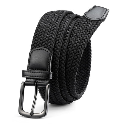 Elastic Braided Stretch Belt for Golf Pants Casual Shorts Jeans-Black