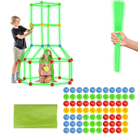 175Pcs Set DIY Kids Tent Fort Building Toys Glow in the Dark Build Educational Learning Toy