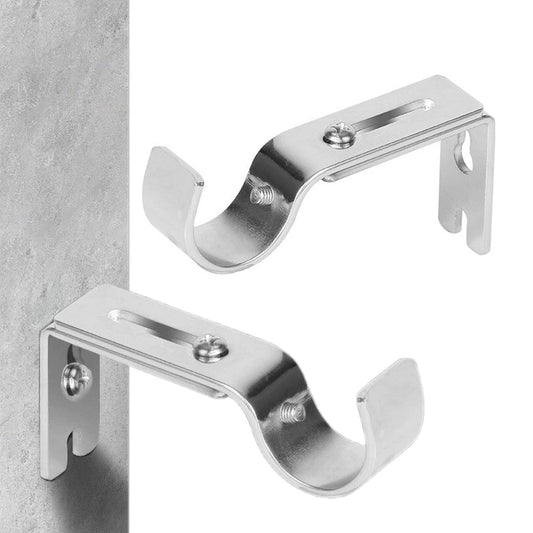 2PCS Adjustable Curtain Rod Brackets ââ‚?Wall Mount Holders for Drapes Sliver
