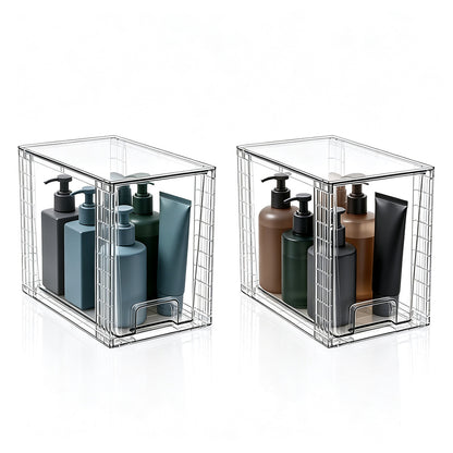 2Pcs Stackable Clear Makeup Organizer Drawer-S Size