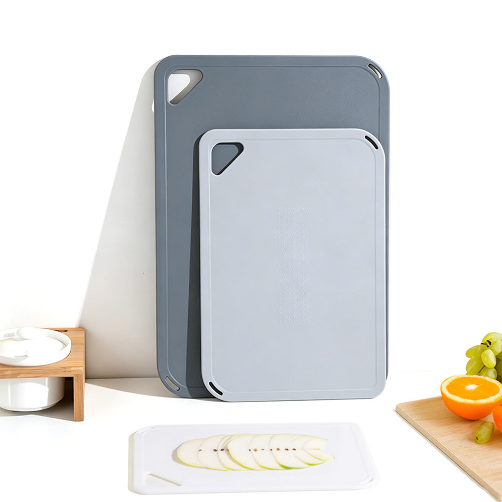 3 PCS Plastic Cutting Board Set with Hanging Loop -Grey