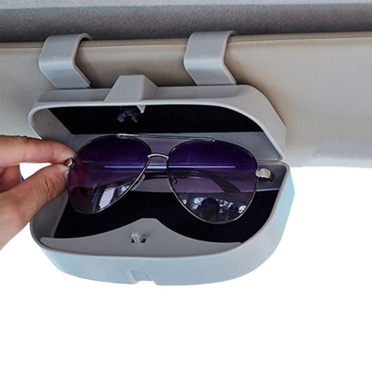 Car Sunglasses Holder Case Box Glasses Clip Auto Visor Card Ticket Organizer Grey