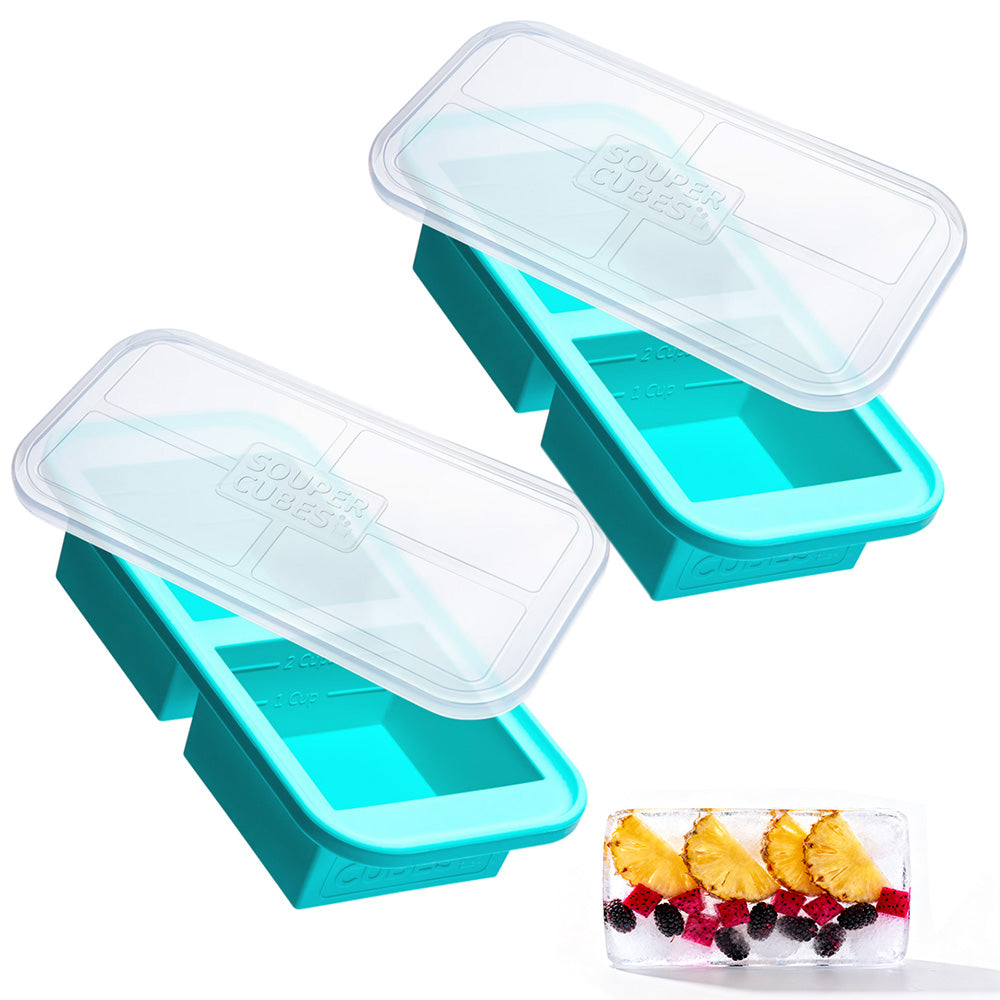 Silicone Freezer Tray With Lid Freezer Food Molds for Soup Sauce Broth-2-grid
