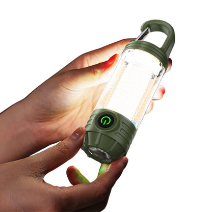 LED Camping Keychain Light ââ‚?Mini Lantern with Hook for Outdoor Use Blackish Green