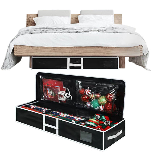 Large Capacity PE Gift Wrap Storage Bag with Zipper & Carry Handles Black