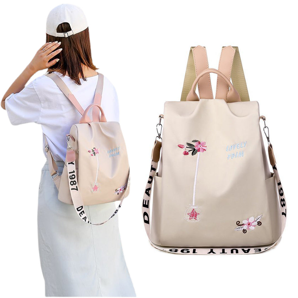 Anti Theft Women Backpack with Water Repellent for Travel Khaki