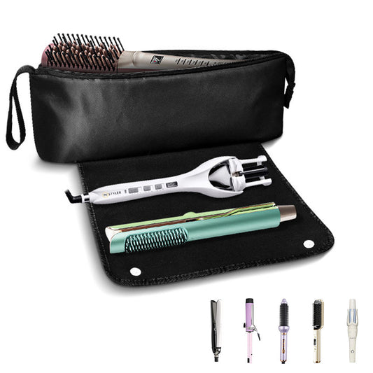 Portable Hair Tools Organizer Travel Bag withHeat Resistant Mat for Flat Irons Hair Straighteners Black