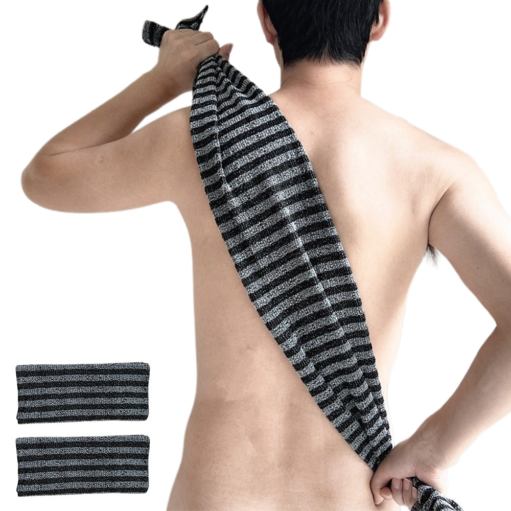 2 PCS Extra Long Exfoliating Back Scrubber Adult Bath Washcloth for Smooth Skin Black