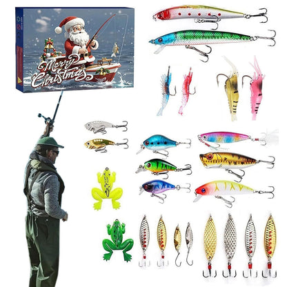 24 Days Fishing Christmas Advent Calendar Fishing Tackle Christmas Countdown Xmas Fishing Lures Set for Fishing Lover