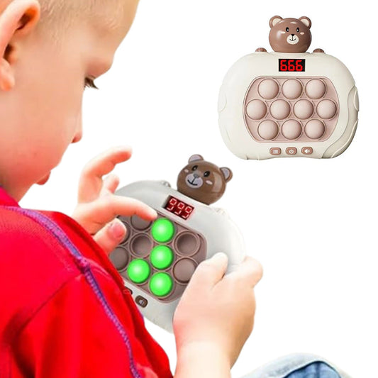 Fast Push Game Pop Puzzle Game Sensory Toys with Digital Display for Kids Brown Bear
