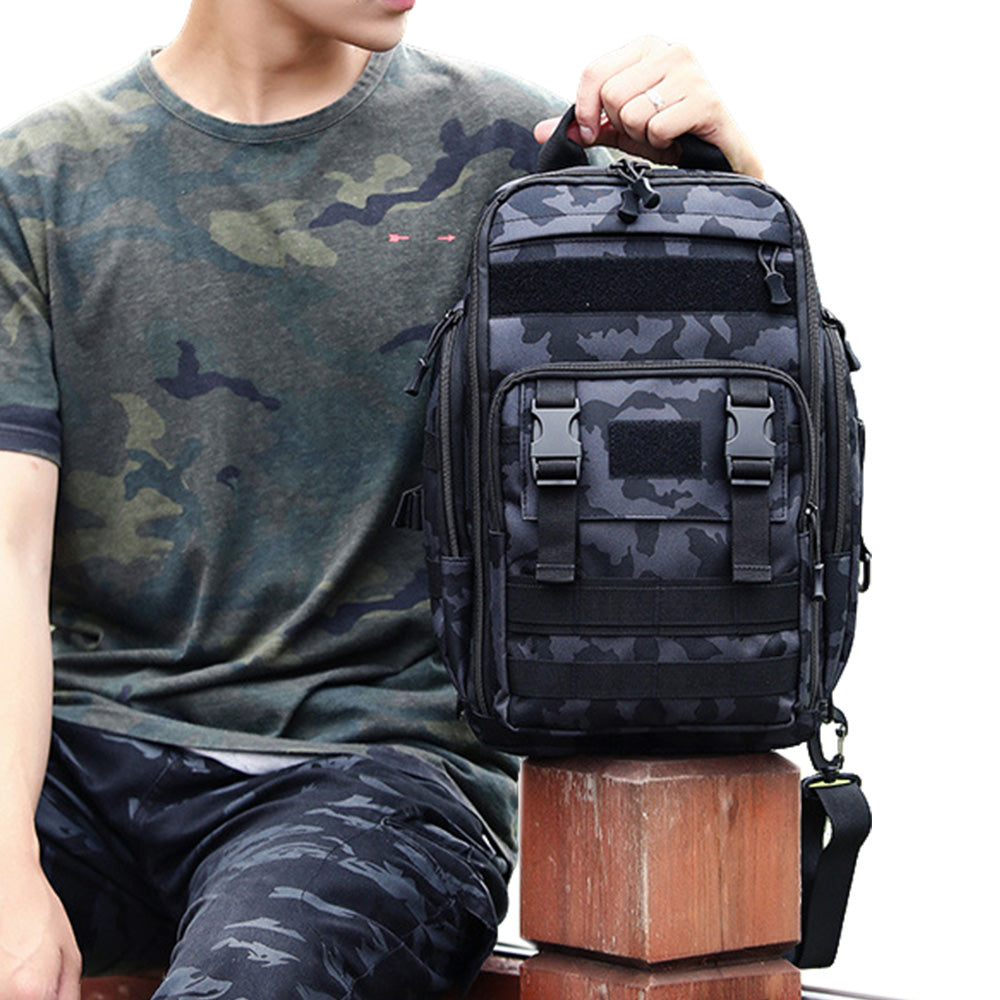 Fishing Tackle Backpack with Rod Holder Outdoor Shoulder Bag for Fishing Gear Storage Deep Blue