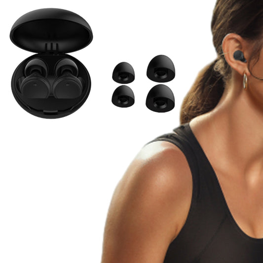 Pair of Silicone Ear Plugs Hearing Protection Sleeping Earplugs for Noise Cancelling Black