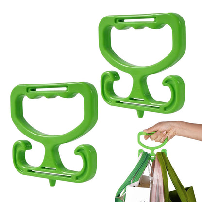 2PCS Grocery Bag Carrier Handles Plastic Bag Holder For Shopping Buckets Green