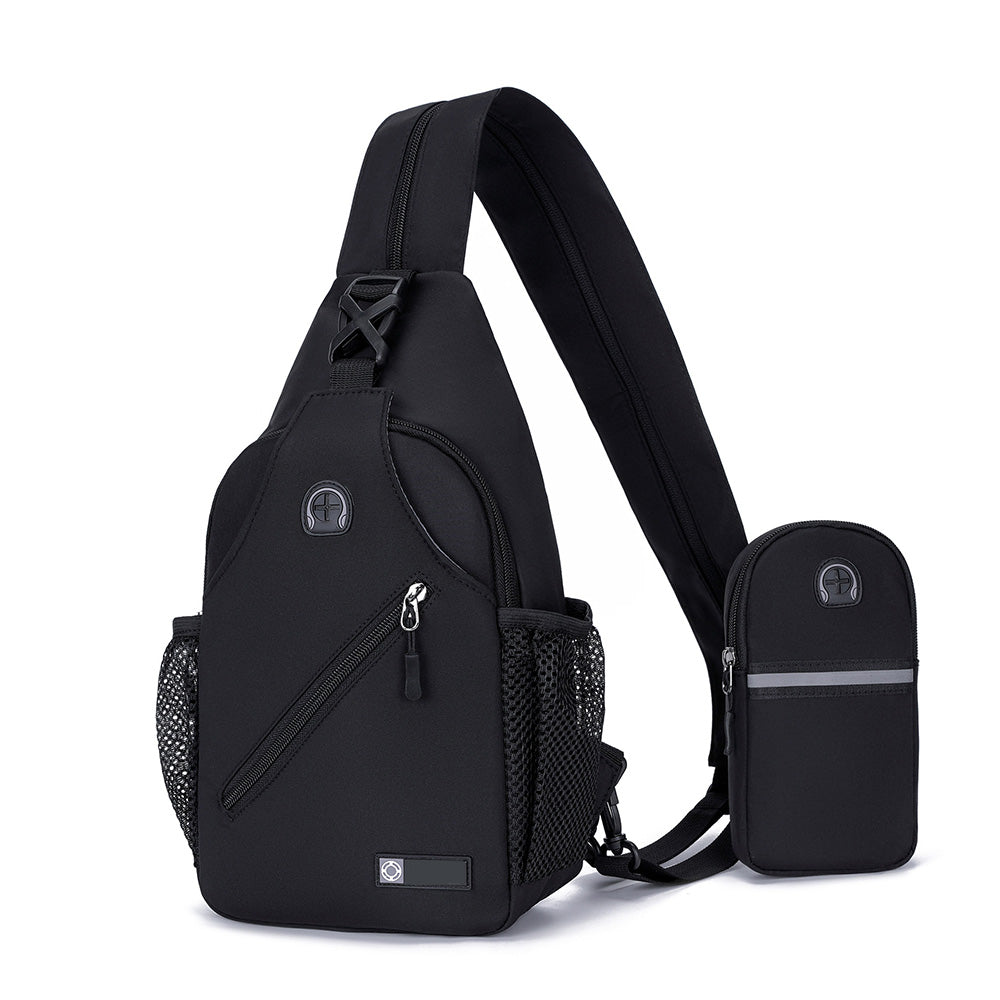 Travel Crossbody Chest Bag for Men and Women Adjustable Sling Backpack Black