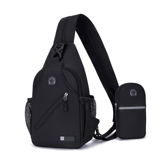 Travel Crossbody Chest Bag for Men and Women Adjustable Sling Backpack Black