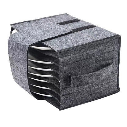 Felt Plate Holder Storage Bag Tableware Organizer for Camping Picnic