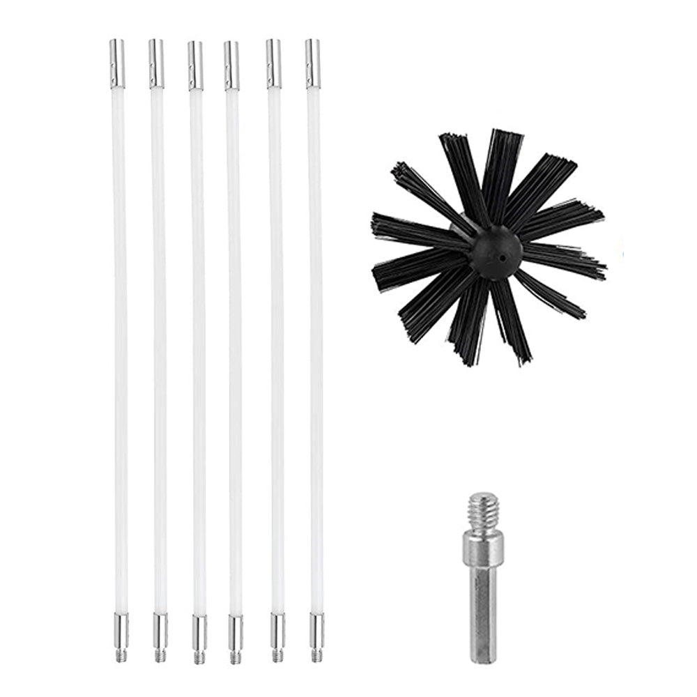Chimney Cleaning Brush Kit for Fireplace & Flue with Extendable Rods Style 1