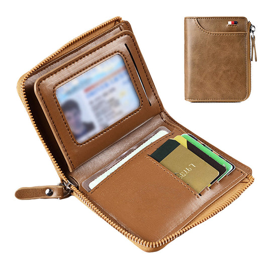 RFID Shielding PU Wallet Anti-theft Cash Credit Card Holder ID Purse Khaki