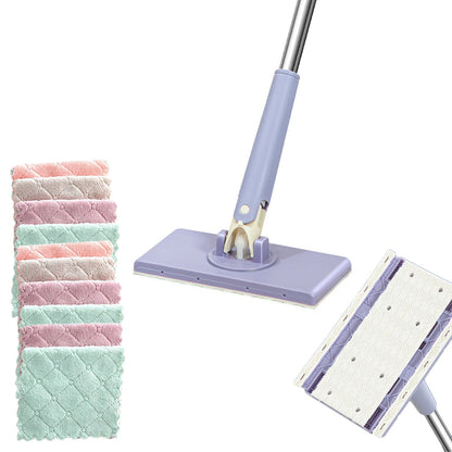 Mini Lazy Floor Cleaning Flat Mop Multi-Functional Self-Squeeze Face Towel Mop Purple