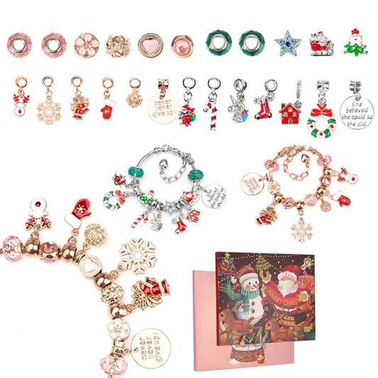24 Days Advent Calendar Girls Bracelet Christmas Countdown Calendar DIY Christmas Charm Bracelet