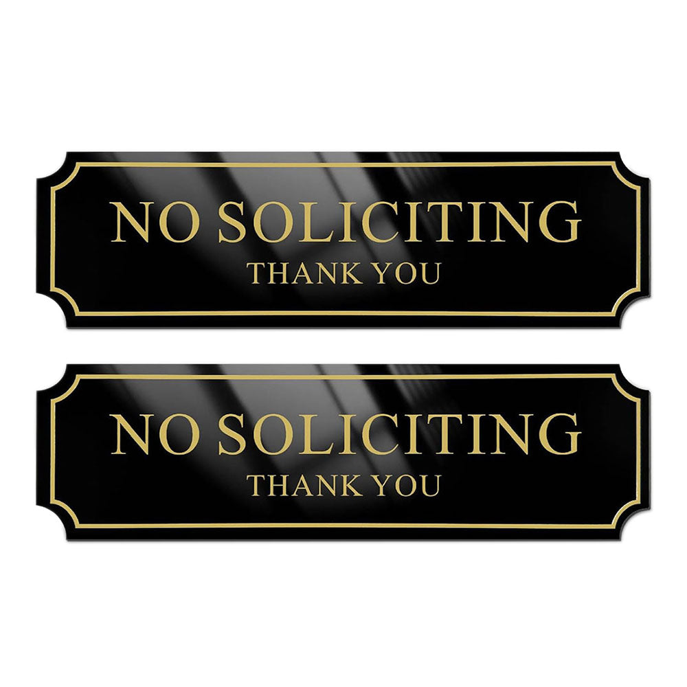 2Pcs No Soliciting Sign for House, Home, and Office No Solicitation Sign Golden