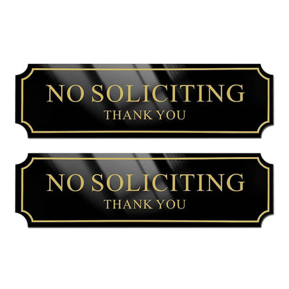 2Pcs No Soliciting Sign for House, Home, and Office No Solicitation Sign Golden