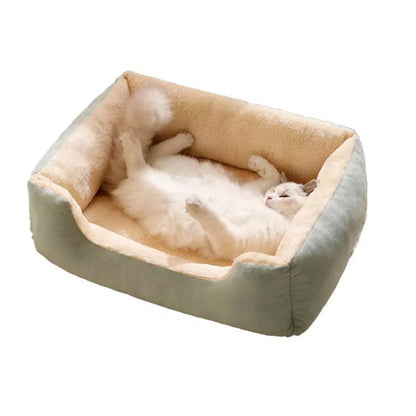 Rectangle Pet Bed for Dogs Cats Beds Warming Soft Calming Sleeping Puppy Bed Green