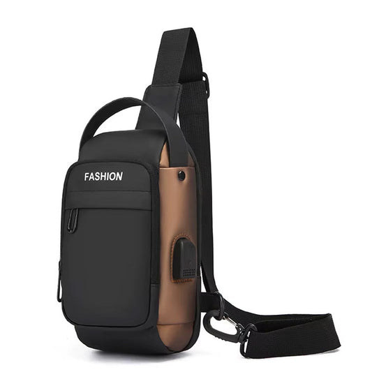 Anti-theft Crossbody Bag for Mern Password Sling Chest Pack with USB Port  Black
