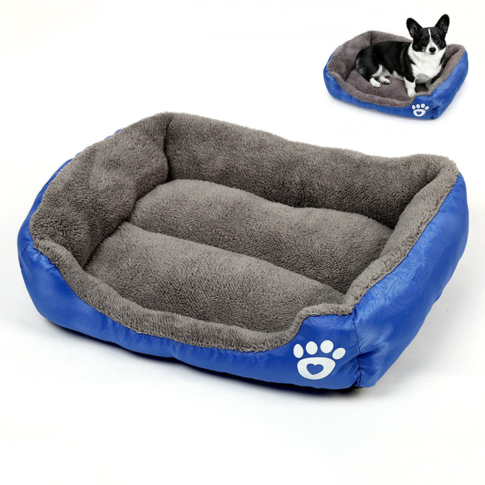 Soft Winter Semi-Enclosed Pet Bed Mat with Raised Edges-Royal Blue