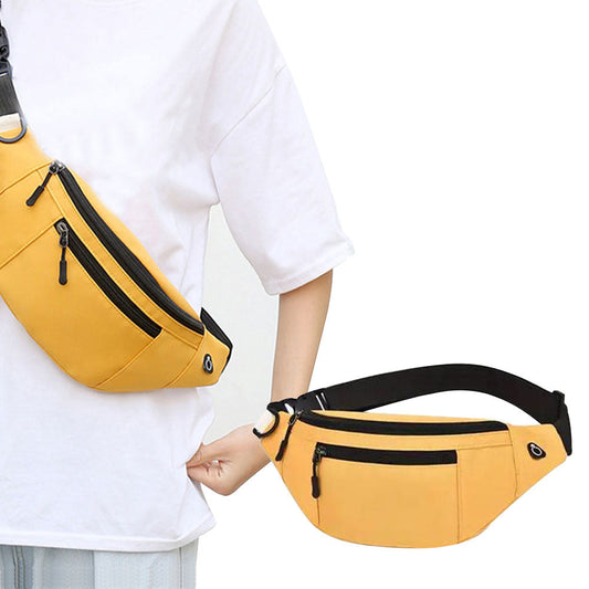 Unisex Waist Fanny Pack Multi-Pockets Running Bum Bag Yellow