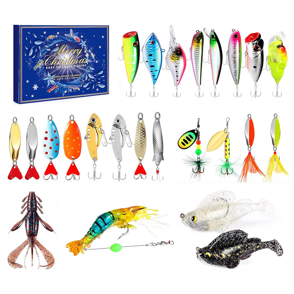Fishing Advent Calendar 24-Day Christmas Countdown with Tackle and Lure Gifts Style 2