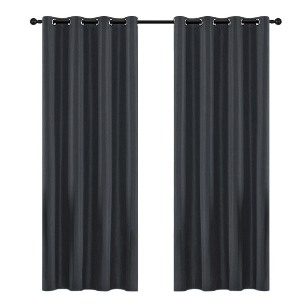 2 Pack 100 Percent Blackout Curtains with Black Liner-Black