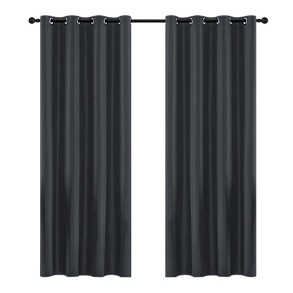 2 Pack 100 Percent Blackout Curtains with Black Liner-Black