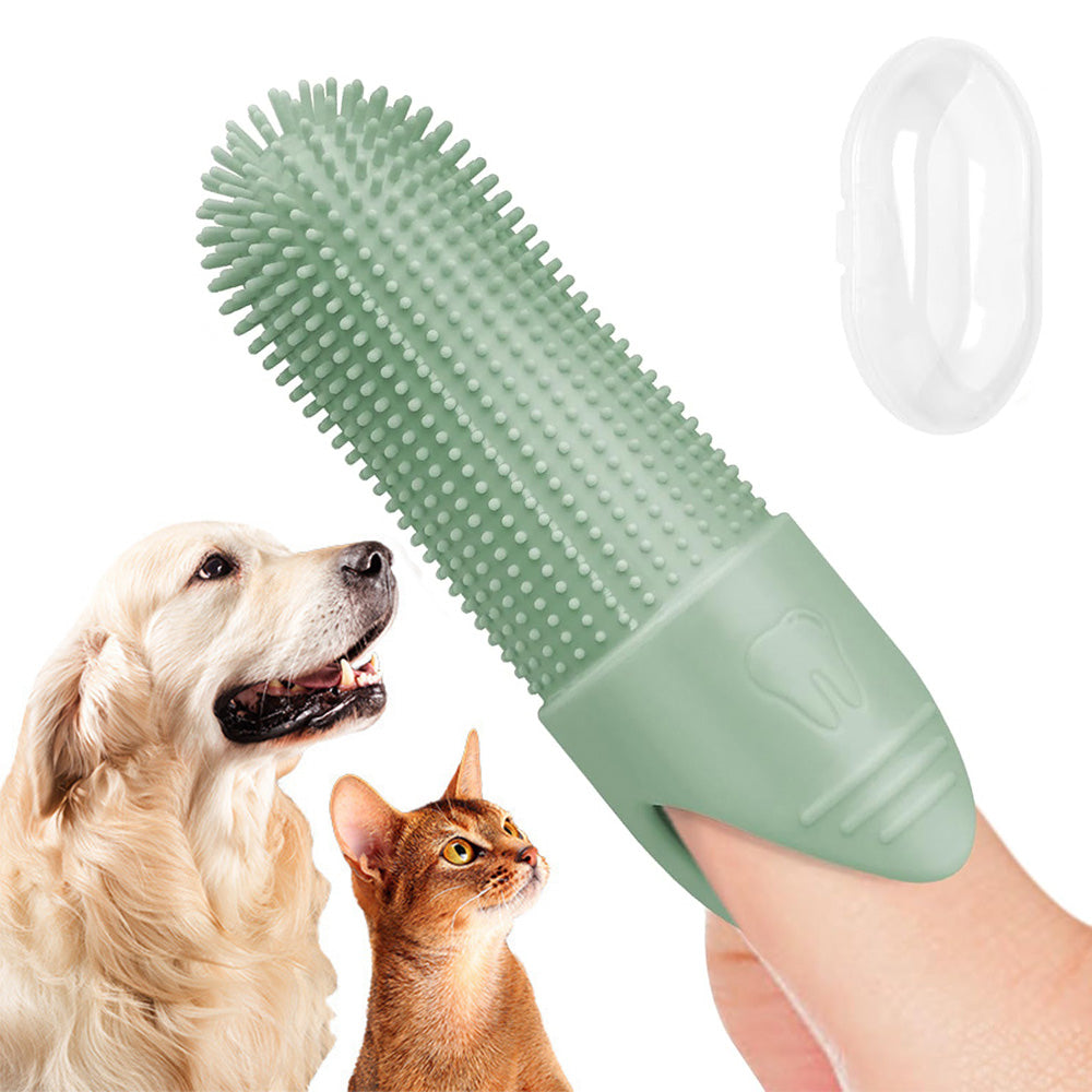 Silicone Pet Finger Toothbrush ¨C Daily Teeth Cleaning for Cats and Dogs Green