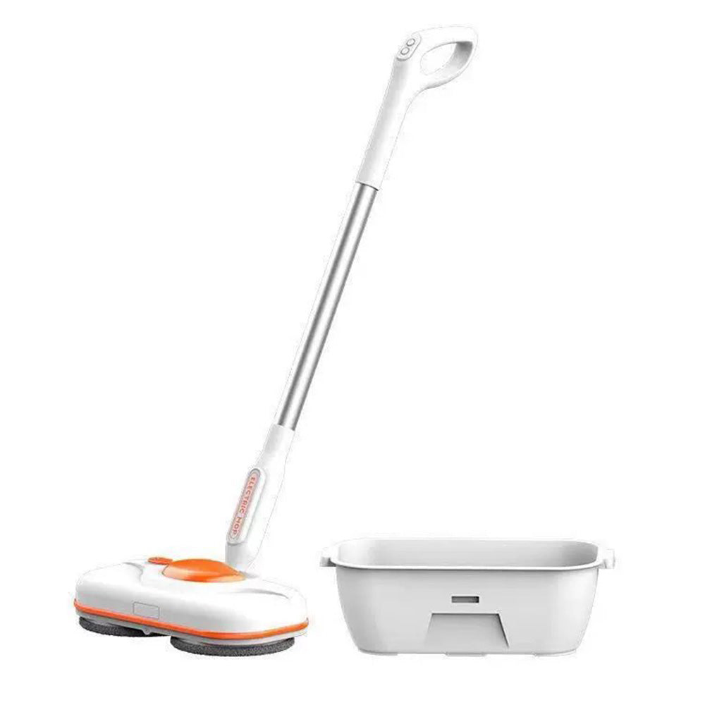 Cordless Electric Spin Mop with LED Light & 750ML Water Sprayer White