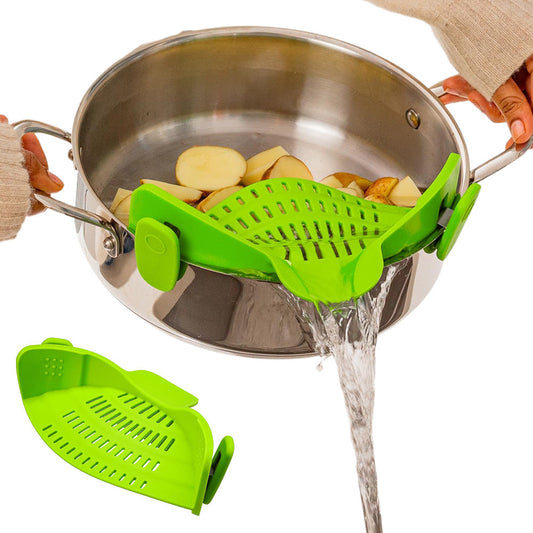 Clip-On Silicone Kitchen Strainer ââ‚?For Pasta  Noodles  Vegetables  Fruit Green