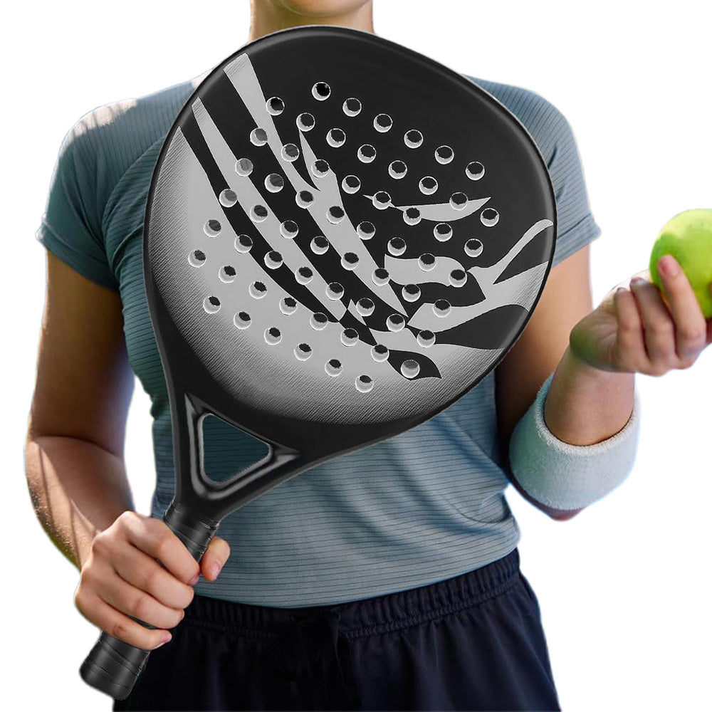 Carbon Fiber Paddle Tennis Racket with EVA Core & Carry Bag ââ‚?Beach/Court Gray