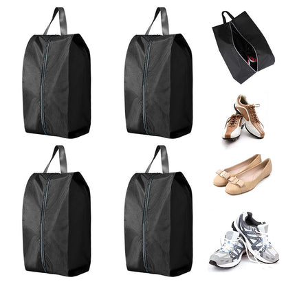 4Pcs Water-Resistant Travel Shoe Storage Bags-Black