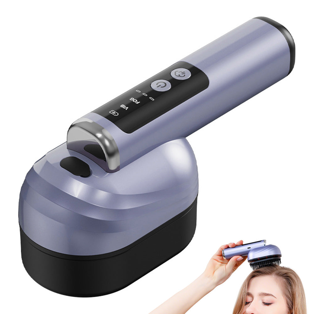 Wireless Electric Hair Comb with Vibration and Oil Mist Spray-Blue