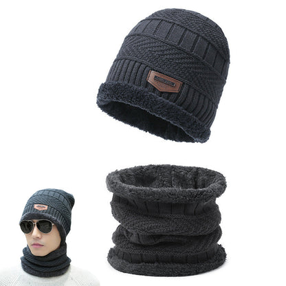 Uisex Beanie Cap Winter Knitted Hat Neck Warm Scarf Fleece Ski Accessories Grey