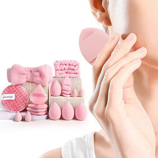 Makeup Sponge Set with Case Triangle Puff for Liquid Cream Powder-20 Piece Set