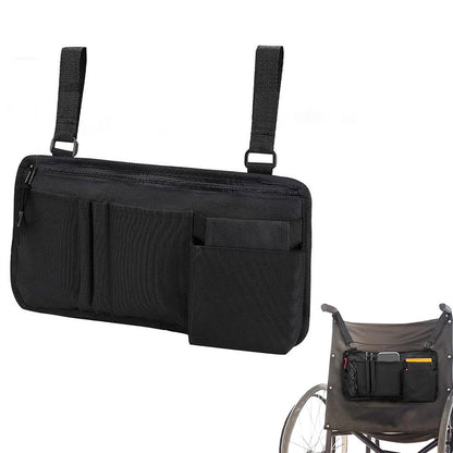 Wheelchair Side Bag with Cup Holder Armrest Pouch for Walker Rollator Electric Scooter