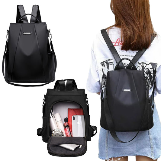 3-in-1 Womens Water-Resistant Backpack Anti-theft Rucksack Travel Shoulder Bag Black