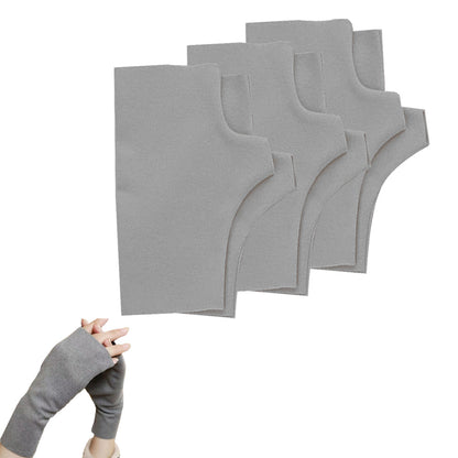 3 Pairs of Stretchy Fingerless Gloves Arm Warm Sleeves Gray