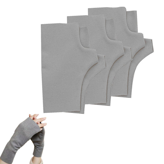 3 Pairs of Stretchy Fingerless Gloves Arm Warm Sleeves Gray
