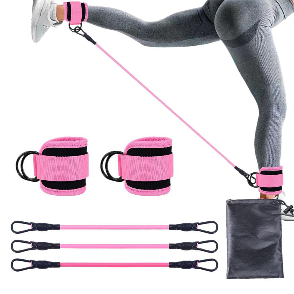 6Pcs Set Ankle Resistance Bands for Working Out Butt Exercise Fitness Equipment for Women Pink